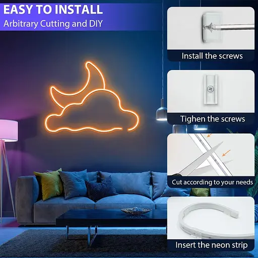 Світлодіодна стрічка Lucienstar Led Neon Rope Lights - 5M Flexible Led Neon Rope Lights Control з пультом дистанційного керування - фото 5