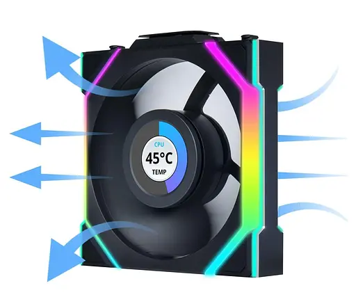 Вентилятор Lian Li Uni Fan SL Wireless LCD 120-3 Reverse Black (G99.12RSLLCD1W3B.00) - фото 3