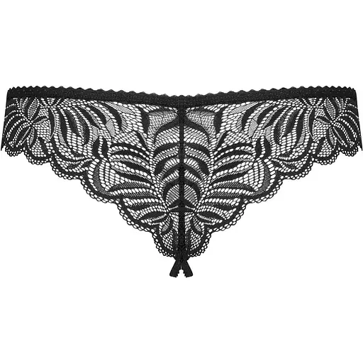 Мереживні танга з доступом Obsessive Contica crothchles Thong S/M, чорні - фото 2