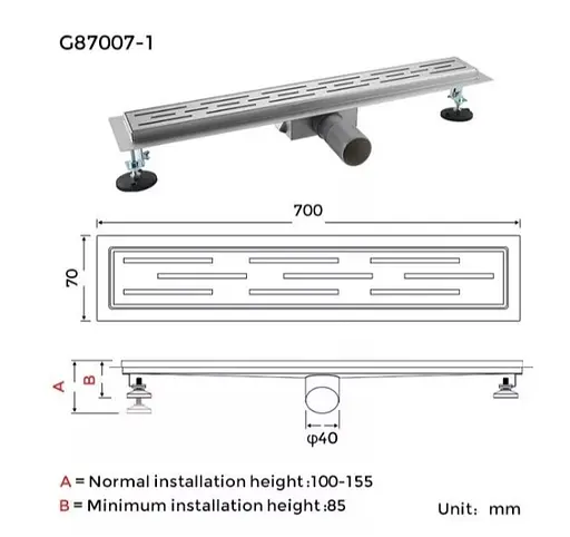 Душевой трап Gappo 70х700 мм, нержавеющая сталь G87007-1 - фото 7