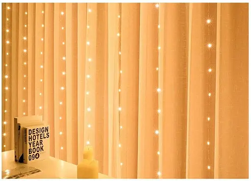 Гирлянда штора Sun Lamp большие капли росы 3х2.5 м 250 LED с пультом от USB от powerbank - фото 6