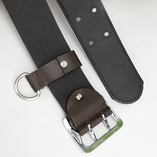 Ремень мужской кожаный широкий коричневый JK-5080 (120 см) - фото 3