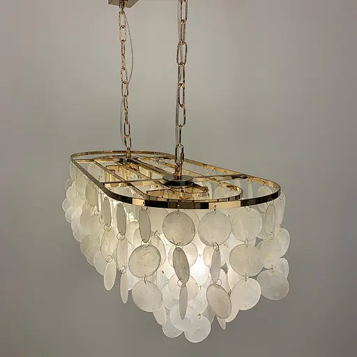 Удлиненная золотая люстра ATHELIA с перламутровыми пластинами | Ст. 1537-800*300 GD Line F - фото 3