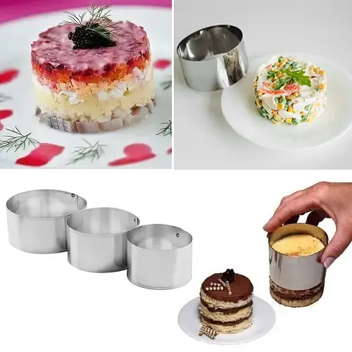 Набір круглих форм для викладки гарніра і салату (3 штуки в комплекті) Ø 10/8/6 см H 4.7 см (3 шт.), Kitchen Master Сріблястий 81772 - фото 3