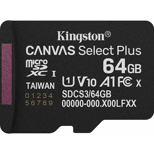 Карта пам'яті Kingston Canvas Select Plus microSDXC 64GB UHS-I U1 V10 (SDCS3/64GBSP) - фото 1