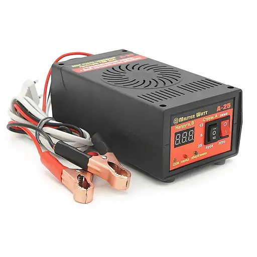 Автоматическое ЗУ для аккумулятора MW-AZU12-25A 12V (30-300Ah) (MF,WET,AGM,GEL,CA/CA), 160-240V, Мах ток заряда 25А, напряжение заряда 14,7;15,4V