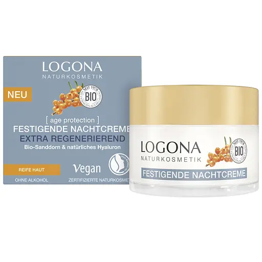 БИО-Крем ночной против морщин Экстра ревитализация с Облепихой и гиалуроновой кислотой Logona 50 мл - фото 1