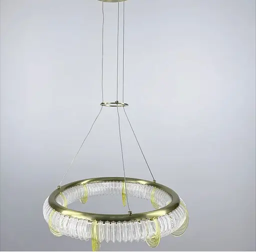 Світлодіодна люстра з сучасними прозорими та жовтими пластинами | Арт. D 236 | Line F - фото 6