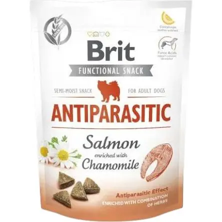 Функціональні ласощі для собак Brit Care Functional Snack Antiparasitic Salmon з лососем 150 г - фото 1