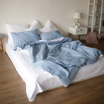 Комплект постельного белья Кретон 100% голубой хлопок Cloud - двуспальный - фото 2
