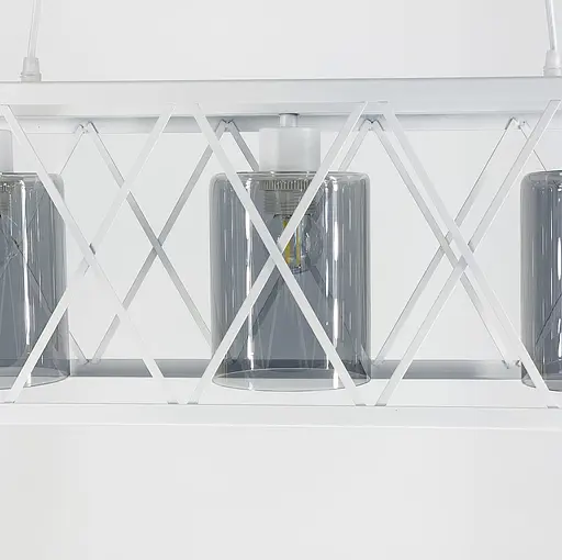 Люстра в металевому білому каркасі на 3 плафони Line.F Колір плафона Янтарний - фото 2