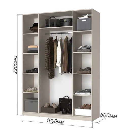 Шафа 4-дверна з антресоллю MebelStar Оскар ДСП BL-B, стандарт 160x52x260 см Антрацит (MBS-4990) - фото 3