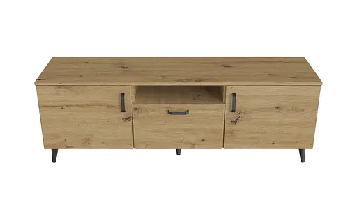 Тумба Лестер на конусных ножках Ferrum-decor 48x139x38 Черный металл ДСП Дуб Артизан 16 мм (FRD-106808) - фото 2