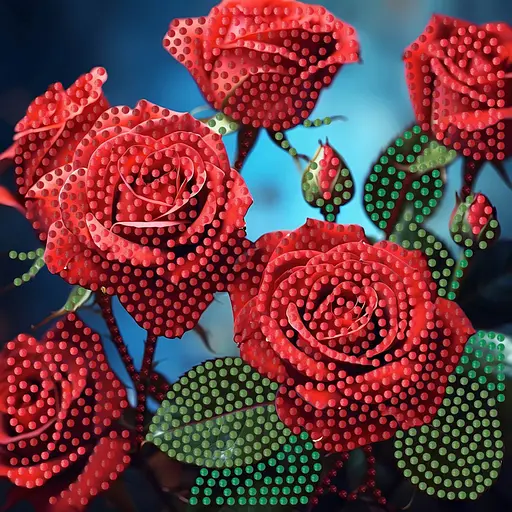 Алмазная мозаика Красные розы ZAV1818-24, 18х18 см