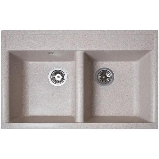 Гранітна кухонна мийка Romzha Valuri 78-2D Bezhvy (401) з двома чашами - фото 1
