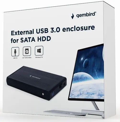 Зовнішня кишеня Gembird SATA HDD 3.5", USB 3.0, Black (EE3-U3S-3) - фото 4