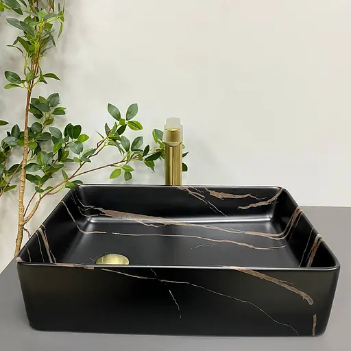 Умивальник VBI Velletri black stone matt накладний VBI-015902, Чорний матовий - фото 3