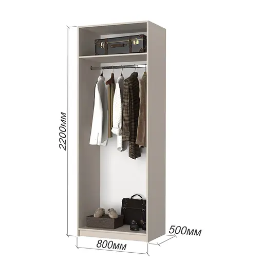 Шкаф 2-дверный MebelStar Оскар Gloss BL-B, стандарт 80x52x220 см Кашемир/Кашемир (MBS-5112) - фото 3