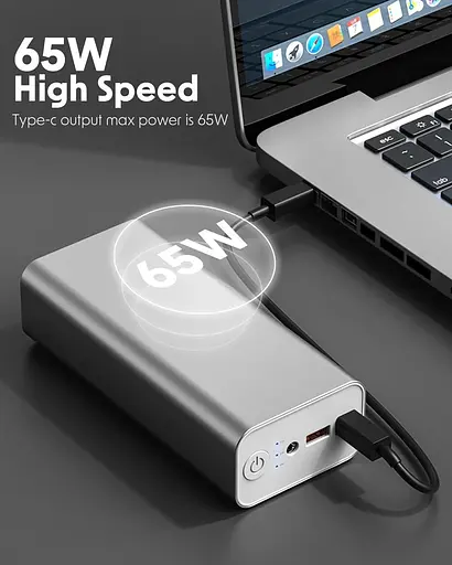 Andizun 30000mAh Power Bank, портативний зарядний пристрій 65 Вт PD і 76 Вт PC USB C, 3 порти зарядки - фото 4