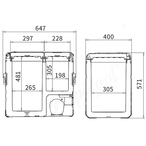 Компрессорный автохолодильник Alpicool TA55 (55 литров, LG Compressor, Двухкамерный) - фото 6