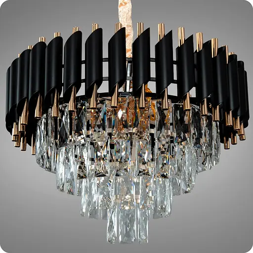 Люстра кришталева світлодіодна 517 Dlight на 9 ламп E14 Золото Чорний (02017) - фото 1