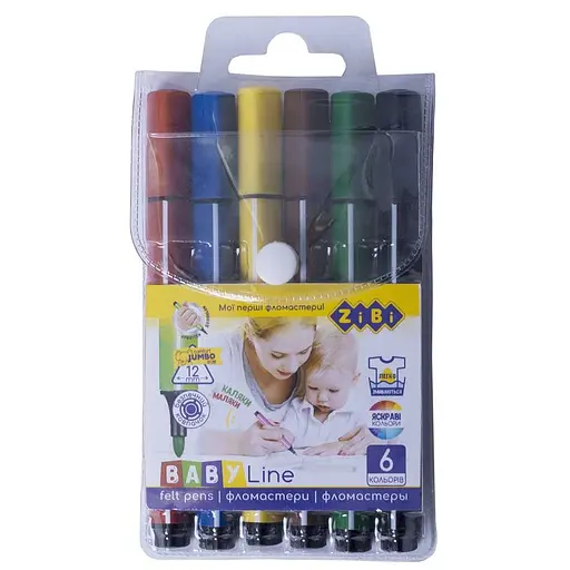 Фломастеры ZiBi Jumbo 6 цветов