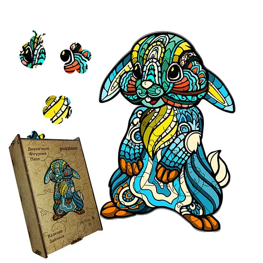 Пазл деревянный Сказочный Зайчонок, А3, Картонная коробка 200 элементов