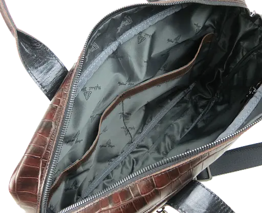 Мужская кожаная сумка Mykhail Ikhtyar под крокодила коричневая sum0028878 - фото 9