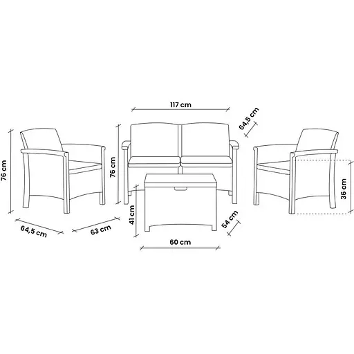 Набор садовой мебели Bica Venezia 2 серо-бежевый - фото 7