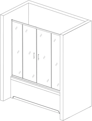 Шторка для ванной Bravo Brda 170FS (2уп.), матовый, хром матовый - фото 7