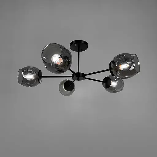 Сучасна стельова люстра в чорному корпусі на 5 плафонів Line.F 91069/5 BK - фото 3