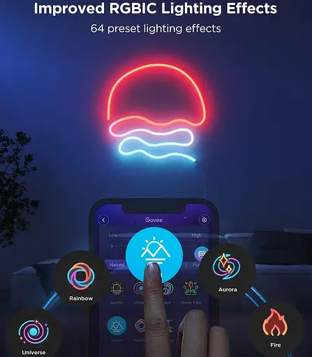 Стричка свитлодиодна розумна Govee H61D3 Neon Rope Light 2, 3м, RGBIC, WI-FI/Bluetooth, билий - фото 3