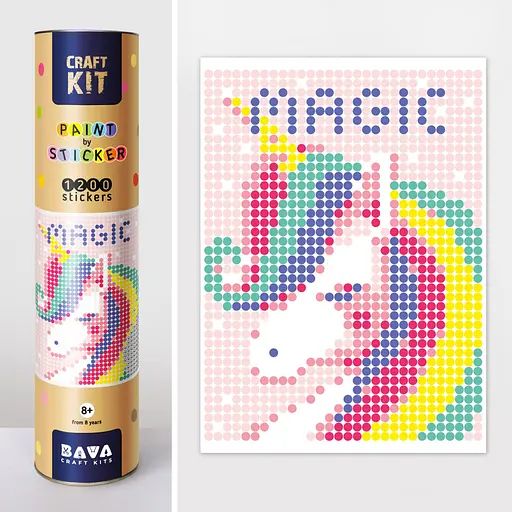 Картина по номерам стикерами в тубусе "Єдиноріг", 33х48 см