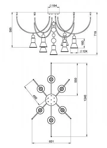 Люстра ARCH 7U, PikArt арт. 12894 Золотий - фото 2