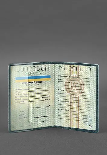 Кожаная обложка для военного билета 7.0 зеленая - фото 6