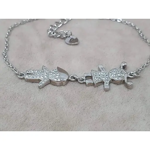 Срібний браслет TOP Silver Солодка парочка з фіанітами. 550152Б - фото 2