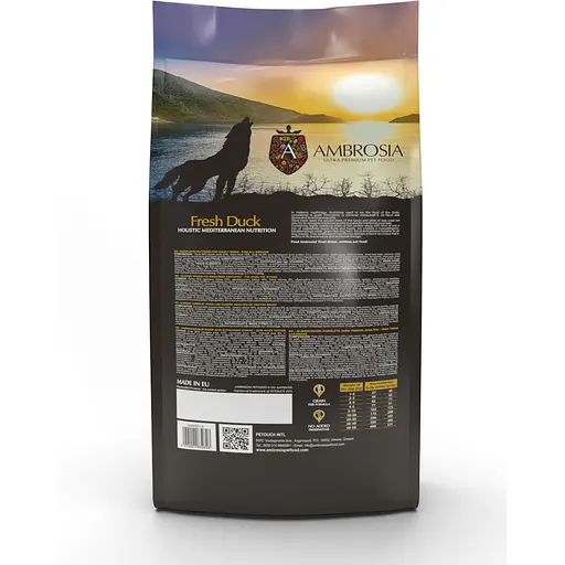 Сухой корм Ambrosia Mediterranean для взрослых собак всех пород с чувствительным пищеварением с уткой 100 г - фото 3