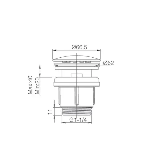Донний клапан Imex матовий нікель VCC012, Шліфований чорний хром - фото 2