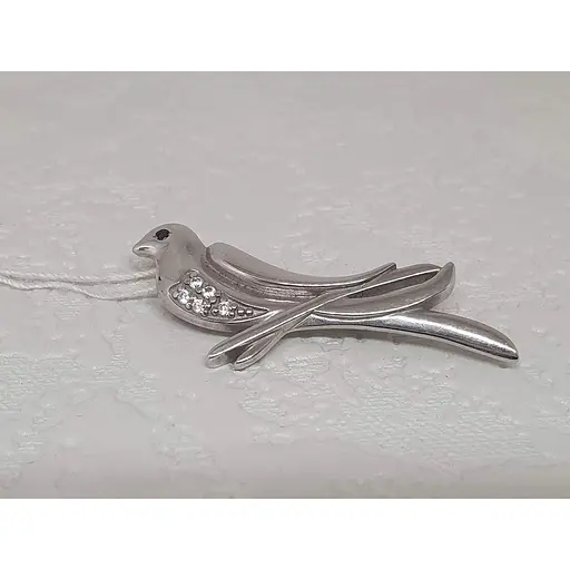 Серебряная брошь Ирий Птичка с фианитами. 9518 - фото 2