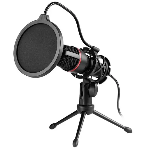 Микрофон стримовый игровой Defender Forte GMC 300 USB кабель 1.5м + подсветка (Черный)