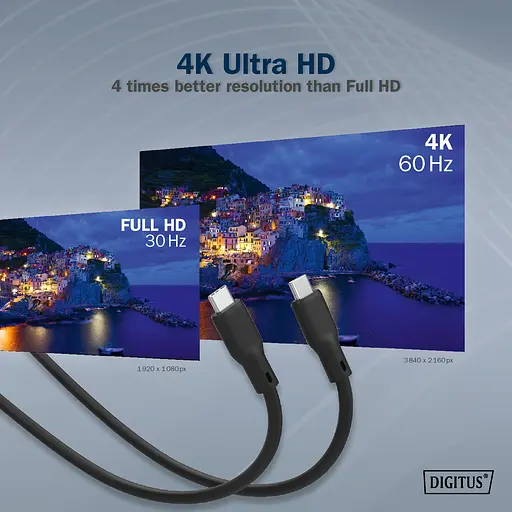 Digitus Кабель USB-C заряджання/синхронізації, 2м, USB 3.2 Gen1, 5G, 100W, 4K, силіконовий, чорний - фото 10