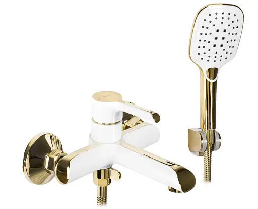 Змішувач для ванни Rea Melia white gold настінний з виливом REA-B2710 Білий - фото 1