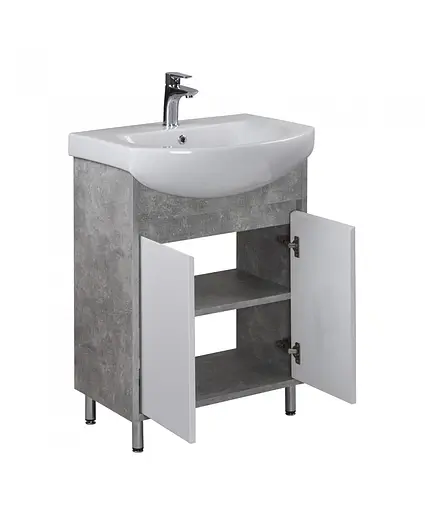 Тумба Мойдодир Oslo 60 Loft з умивальником Runa 60 Білий/бетон Сірий - фото 5