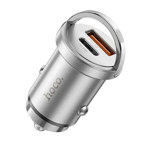 Автомобильное зарядное устройство HOCO NZ10 Handy PD45W+QC3.0 car charger Silver - фото 3