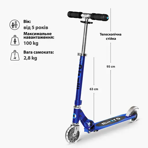 Самокат Micro Sprite LED Сапфіровий синій (SA0231) - фото 3