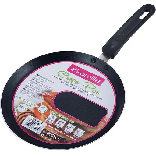 Сковорода млинцева з антипригарним покриттям Kamille 24 см Чорна 000275348