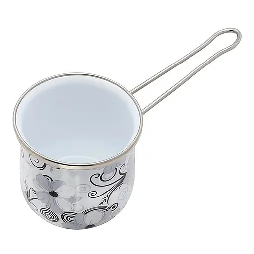 Ковшик турка для варіння кави кавоварка емальована з принтом "Мереживо" 600 мл Interos 87978 - фото 2