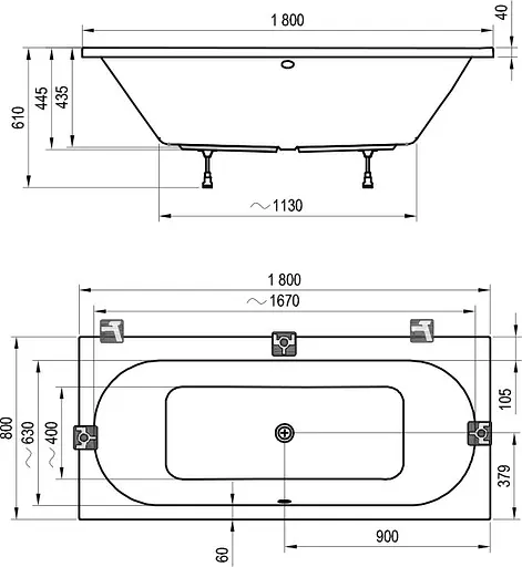 Ванна акриловая Ravak Cty 180x80 C920000000 Белый - фото 5