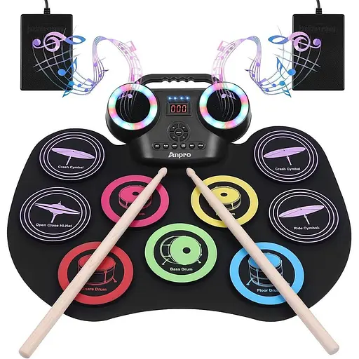 Дев'ятагранна кольорова електронна барабанна установка Anpro