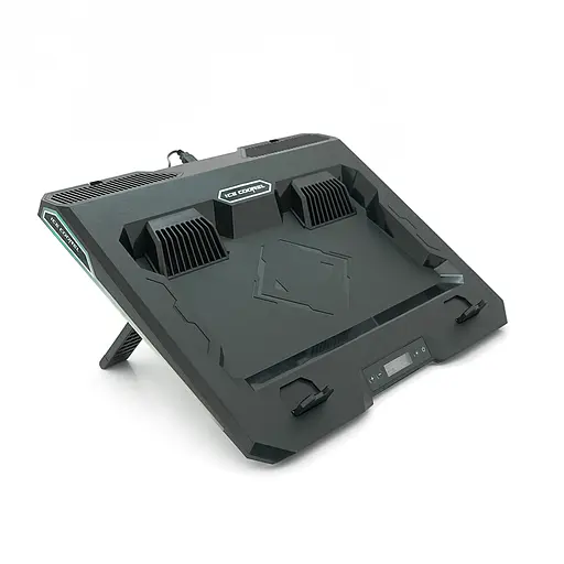 Підставка під ноутбук IceCoorel A3, 10-15.6", 2*60мм 2800±10% RPM, корпус пластик, 2xUSB2.0 + LCD + speed controllers, 400x350x45mm, Black, Box, Q10 - фото 1